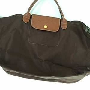 Longchamp Le Pliage short-handle brown nylon tote